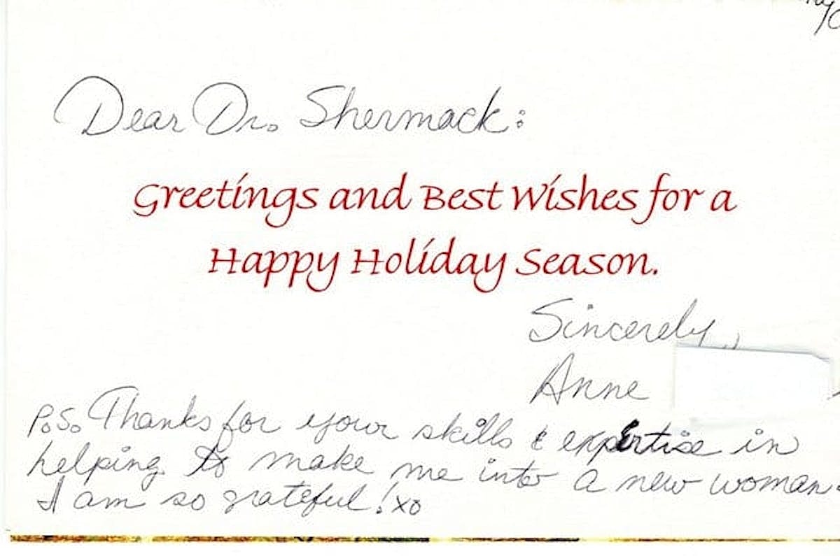 Holiday card with heartfelt message and gratitude.