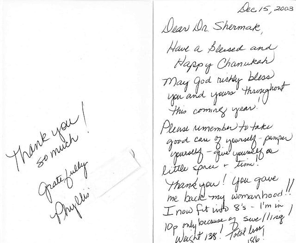 Thank you note with personal reflections and blessings.