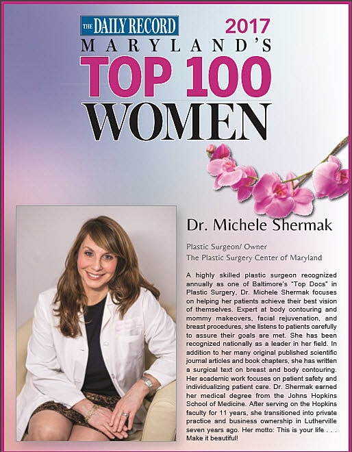 Plastic surgeon Michele Shermak featured in Maryland's top women.