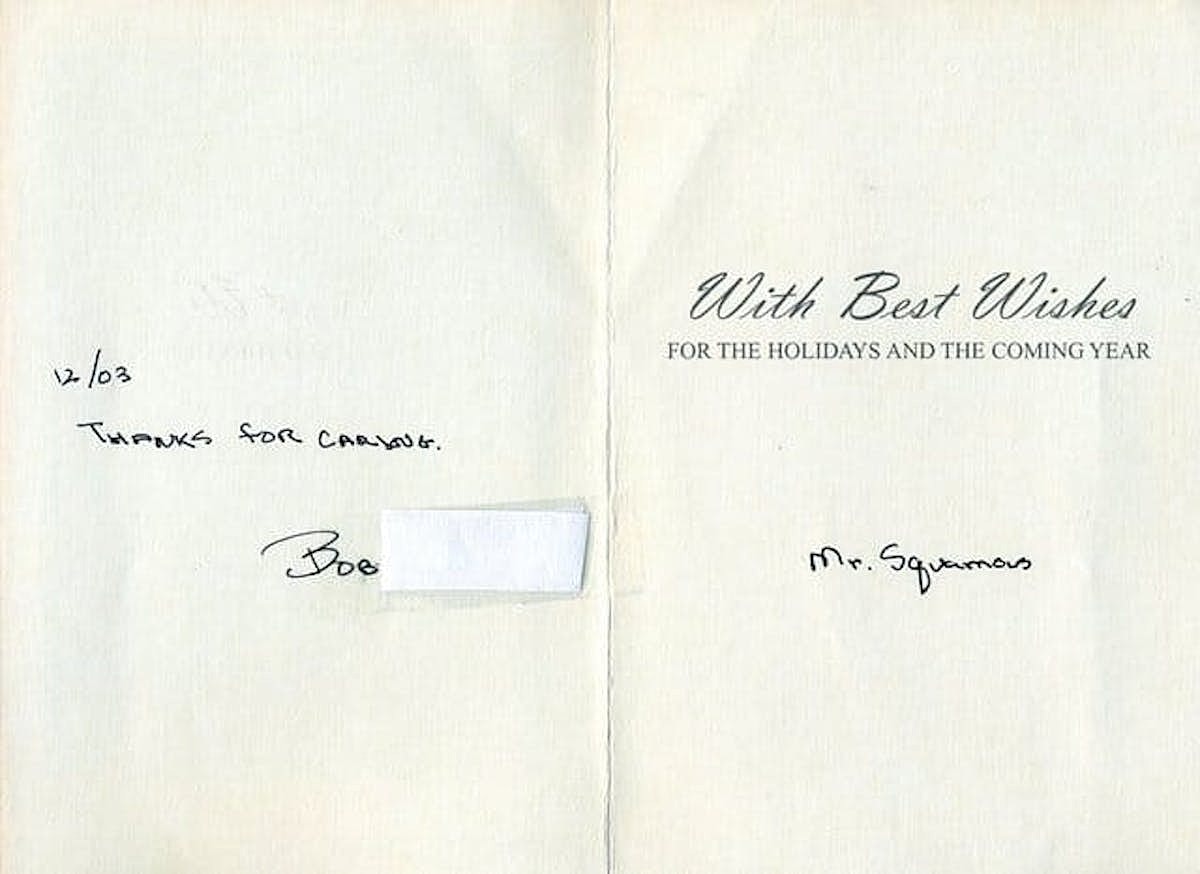 Holiday greeting card with handwritten notes.