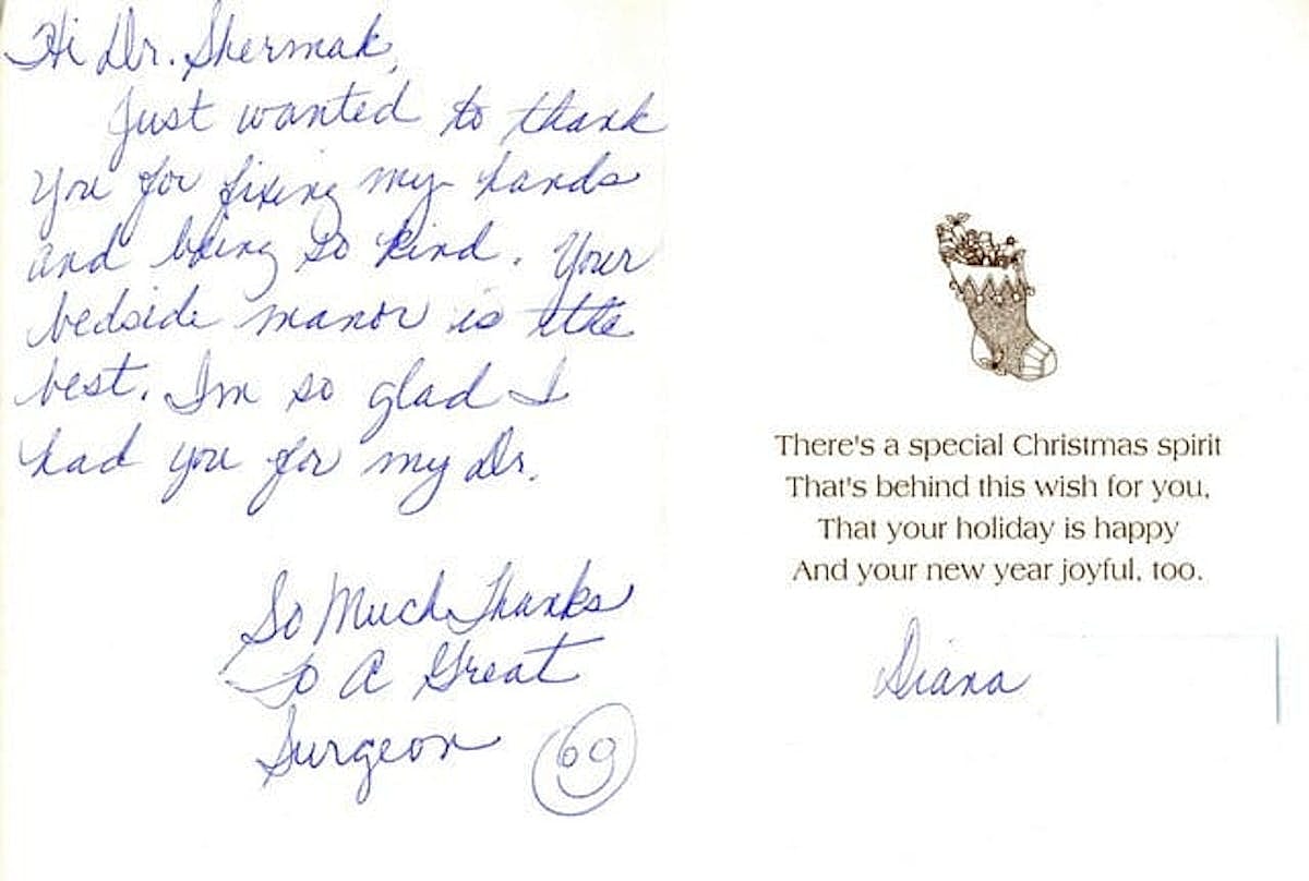 Thank you card with holiday wishes and gratitude.