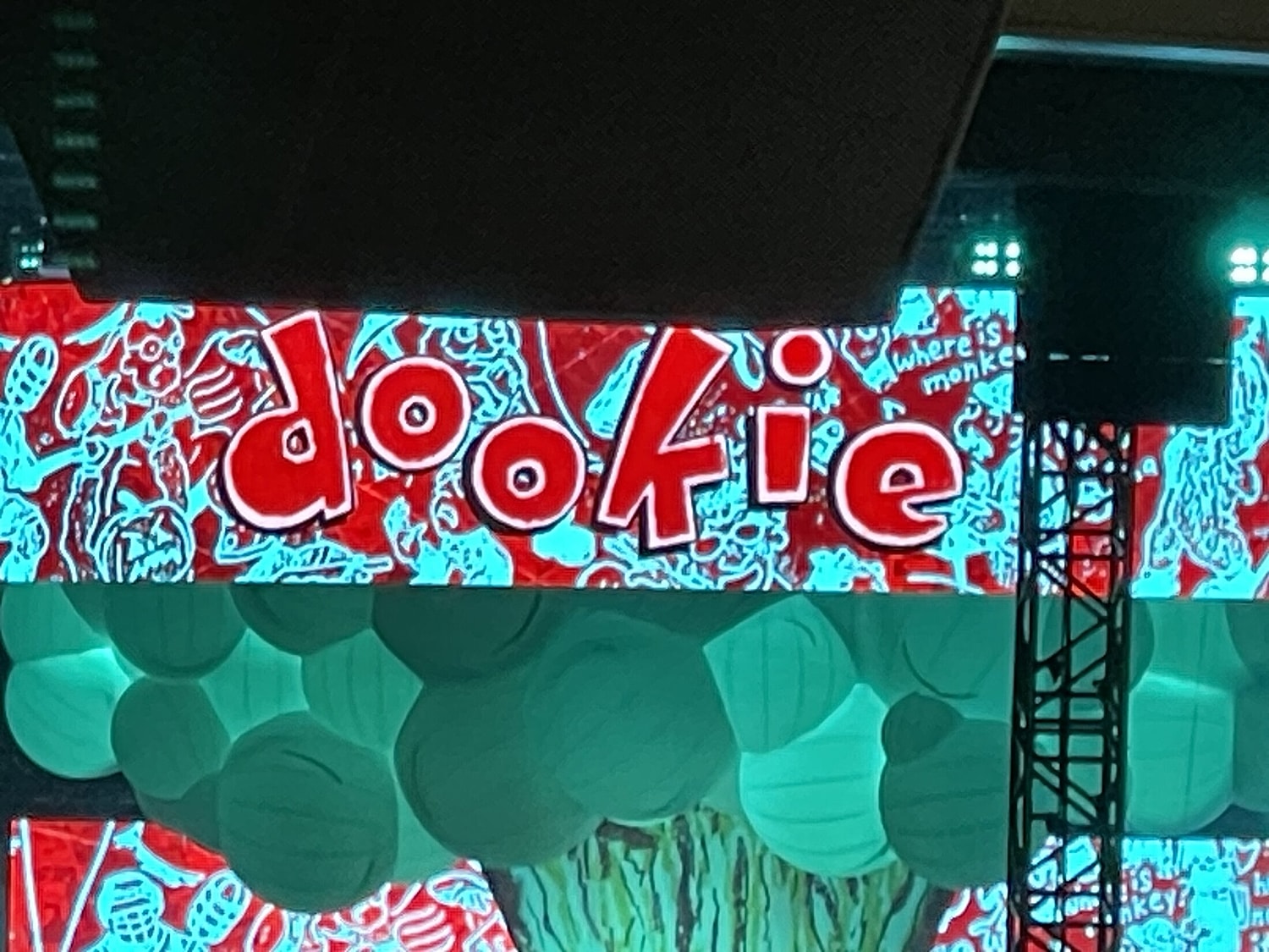 Colorful graphic featuring the word "dookie."