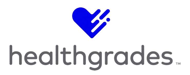 Healthgrades logo with heart and dynamic design.